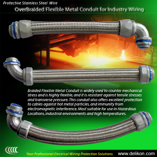 Protective Stainless Steel OverBraided Flexible Metal Conduit for Industry Wiring