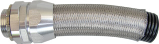 Over Braided Corrugated Nylon Flexible Conduit & metal fittings for industry control cables