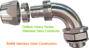 Delikon Heavy Series Stainless Steel Connector of Solid Stainless Steel Construction provides high tensile strength and high temperature resistance, and are extremely resistant to corrosion.