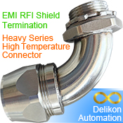 Delikon Stainless Steel High Temperature EMI RFI Shield Termination Heavy Series Connector, all stainless steel construction