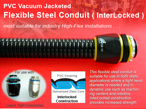 PVC Vacuum Jacketed Flexible Steel Conduit,InterLocked PVC Coated Flexible Metal Conduit